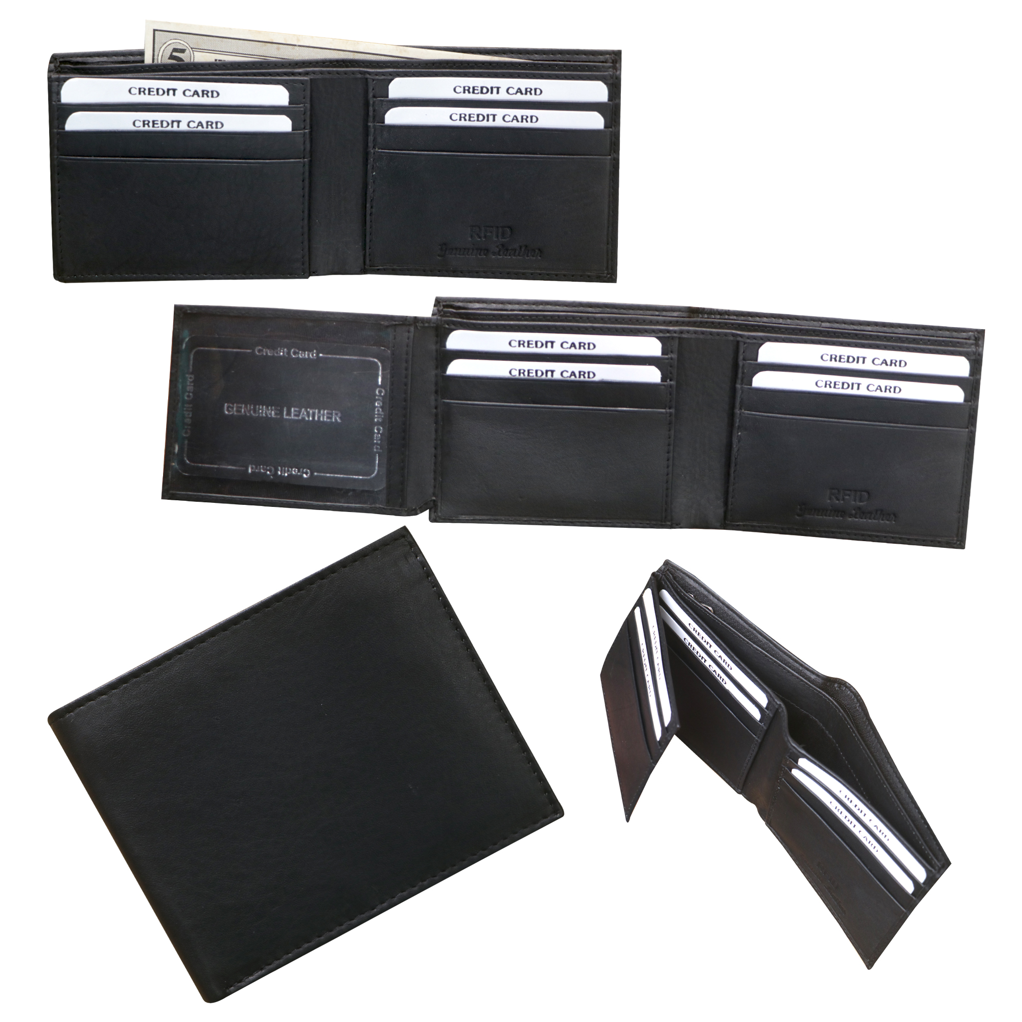Black Tri-Fold Leather Wallet